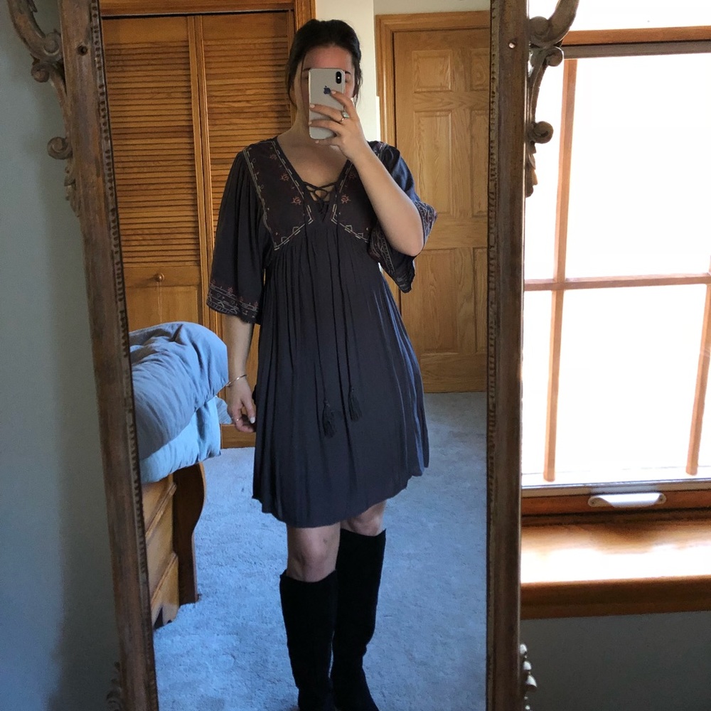 Gray boho dress